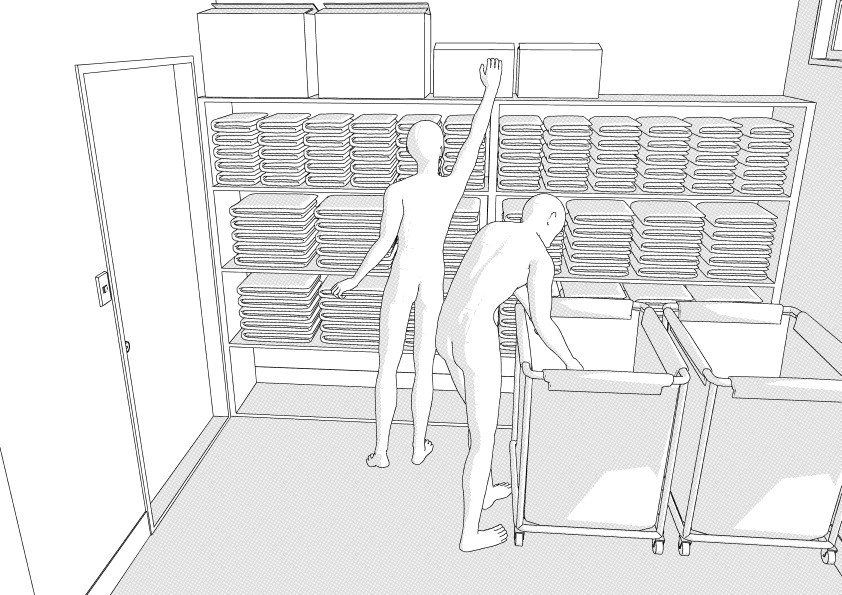 病院・介護・宿泊施設のリネン室 3D背景 クリスタ用3D素材データcs3o