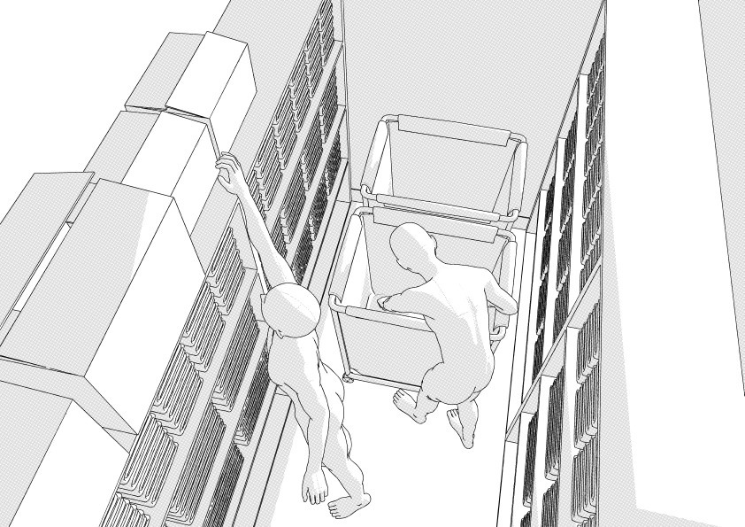 病院・介護・宿泊施設のリネン室 3D背景 クリスタ用3D素材データcs3o