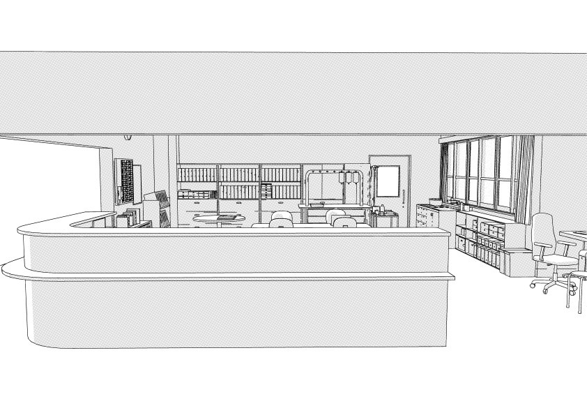 病棟のナースステーション クリスタ用3D素材データcs3o