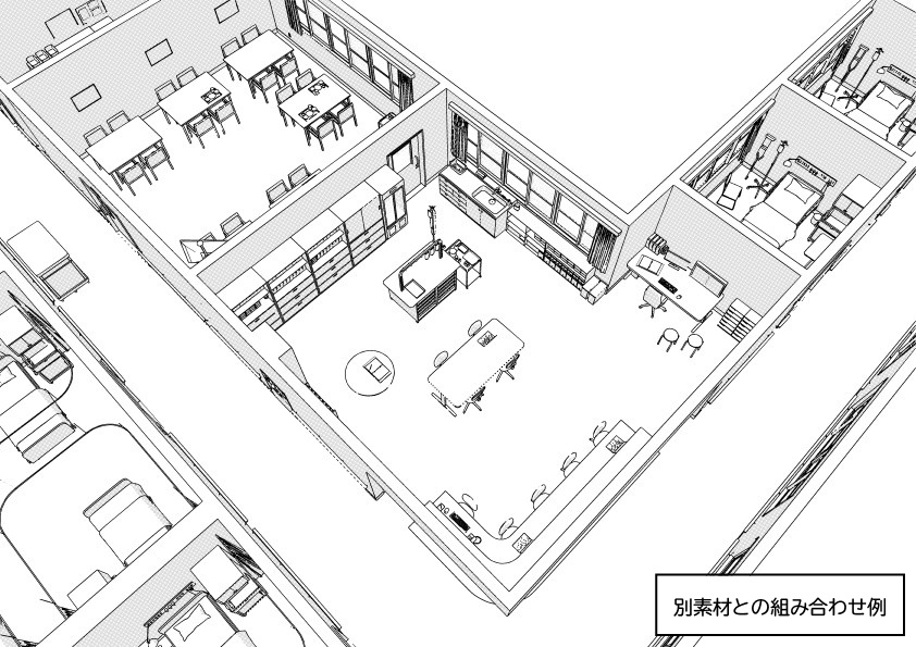 【3D】 病棟のナースステーション クリスタ用3D素材データcs3o