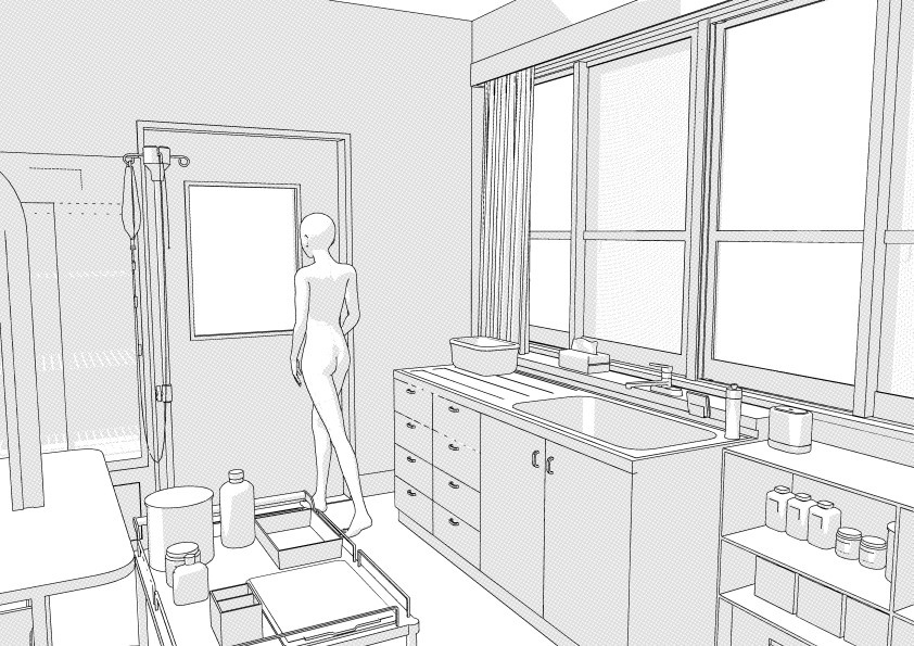 病棟のナースステーション クリスタ用3D素材データcs3o