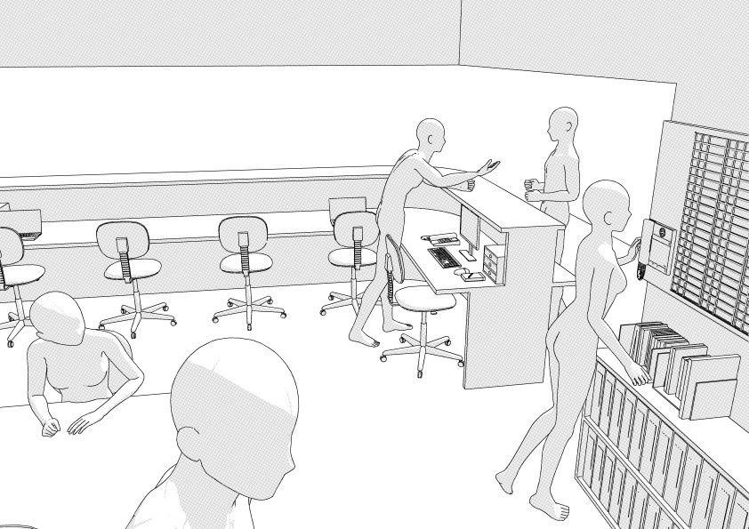 病棟のナースステーション クリスタ用3D素材データcs3o