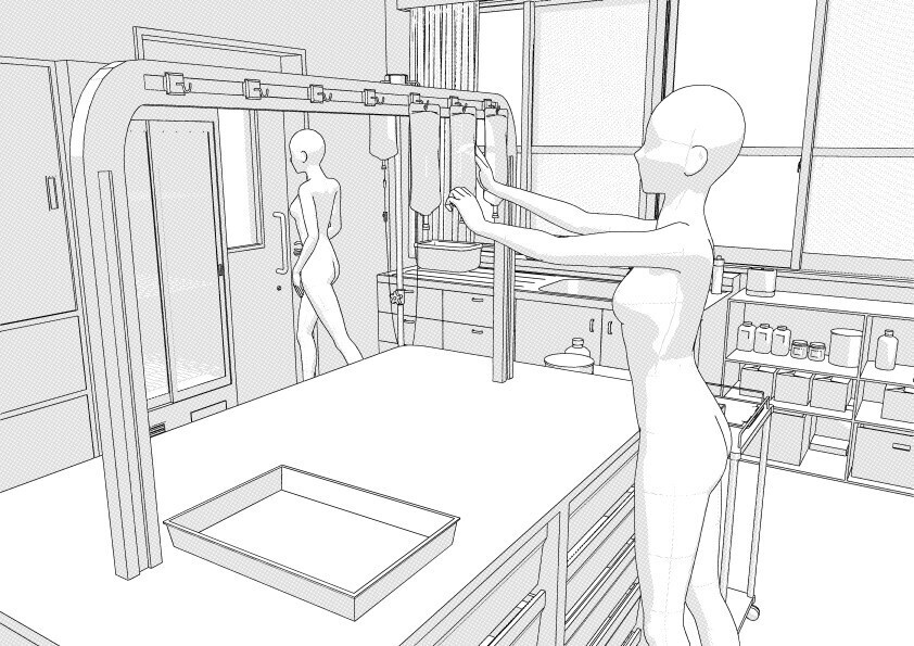 【3D】 病棟のナースステーション クリスタ用3D素材データcs3o