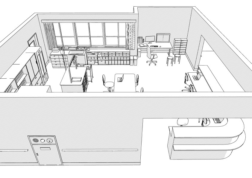 病棟のナースステーション クリスタ用3D素材データcs3o