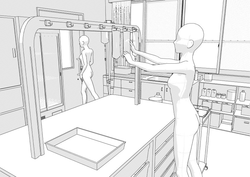 病棟のナースステーション クリスタ用3D素材データcs3o