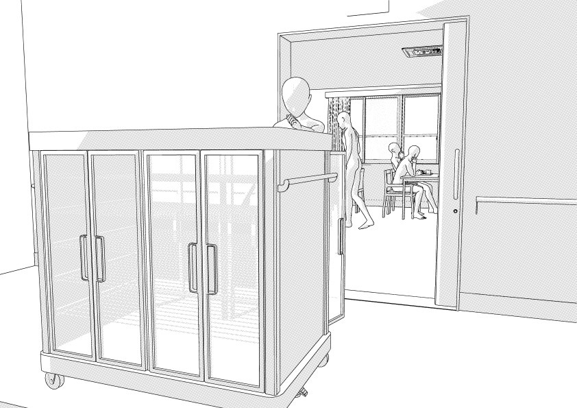 病院の患者食堂(入院病棟)3D背景 クリスタ用3D素材データcs3o