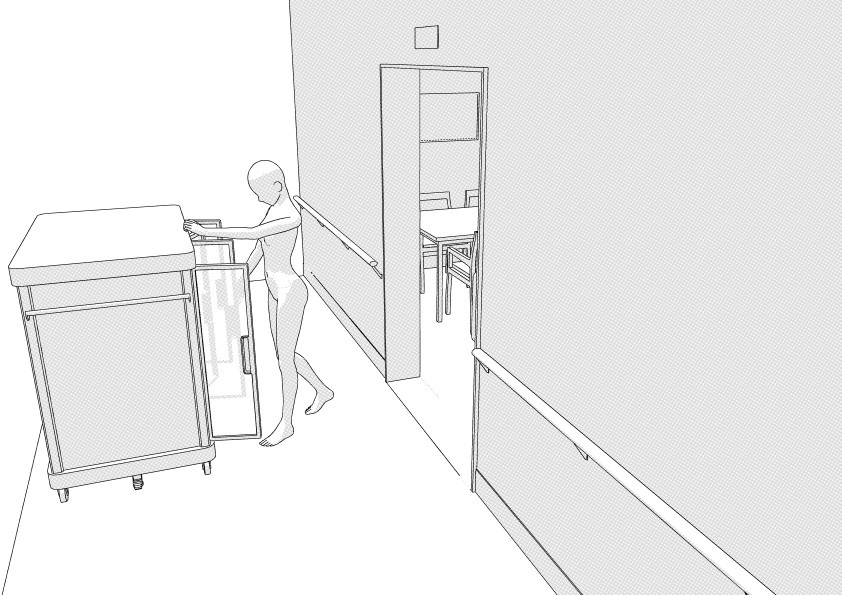 病院の患者食堂(入院病棟)3D背景 クリスタ用3D素材データcs3o