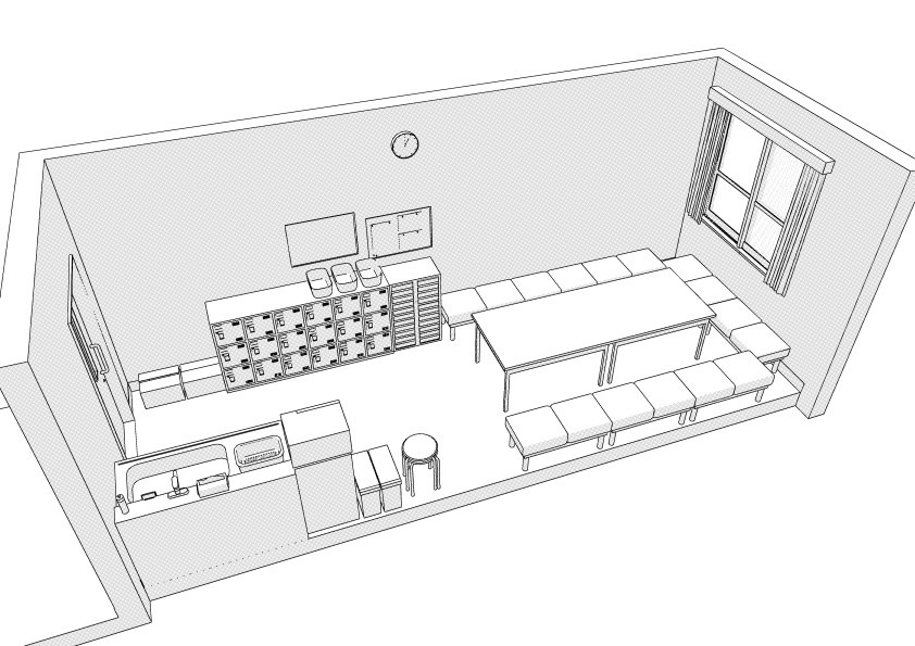 病院の職員休憩室 クリスタ用3D素材データcs3o