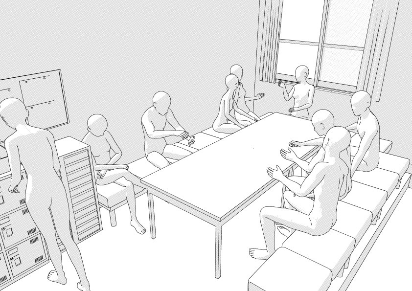 病院の職員休憩室 クリスタ用3D素材データcs3o