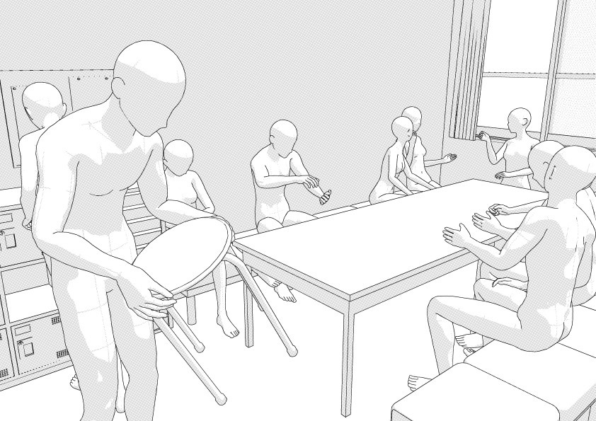 病院の職員休憩室 クリスタ用3D素材データcs3o