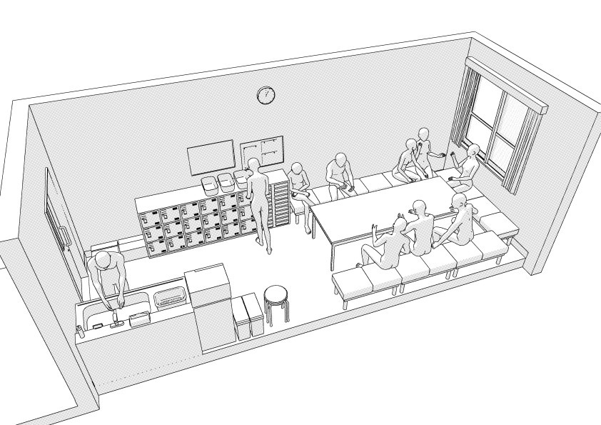 病院の職員休憩室 クリスタ用3D素材データcs3o
