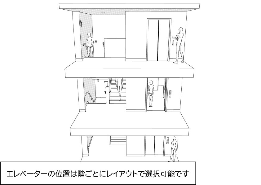 病院の階段・EV クリスタ用3D素材データcs3o