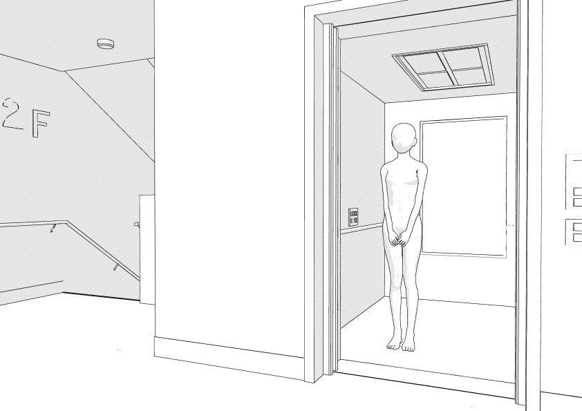 病院の階段・EV クリスタ用3D素材データcs3o