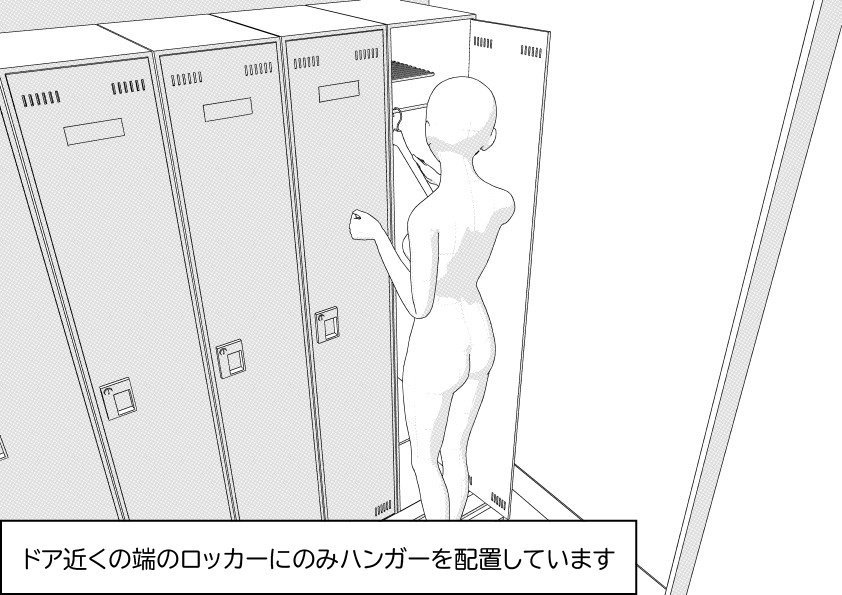 病院の職員更衣室(大と小) クリスタ用3D素材データcs3o