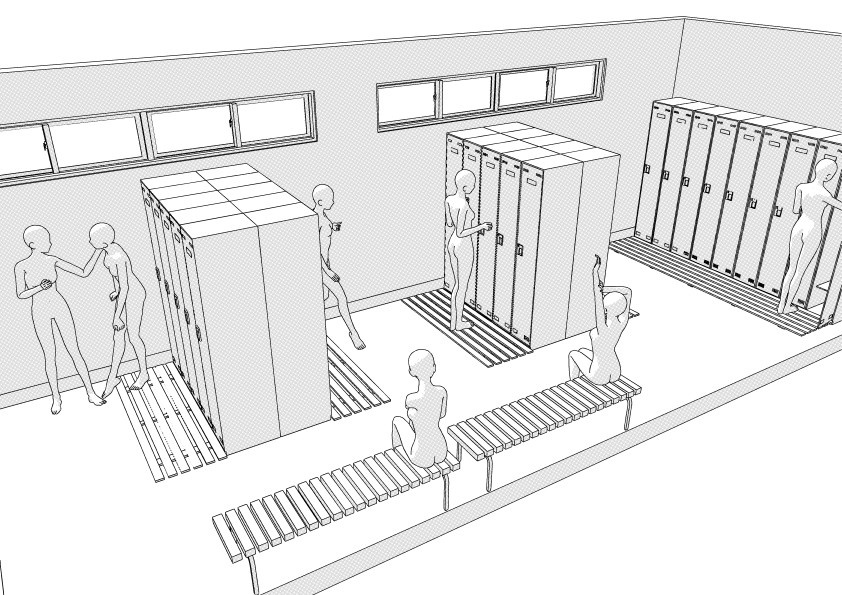病院の職員更衣室(大と小) クリスタ用3D素材データcs3o