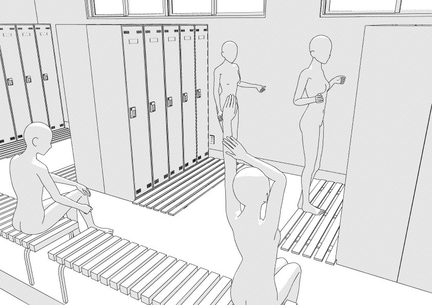 病院の職員更衣室(大と小) クリスタ用3D素材データcs3o