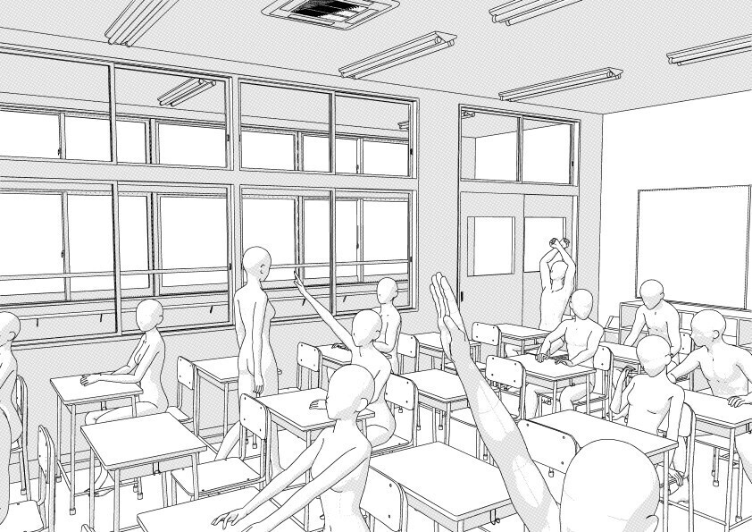 【3D】 学校の教室 クリスタ用3D素材データcs3o