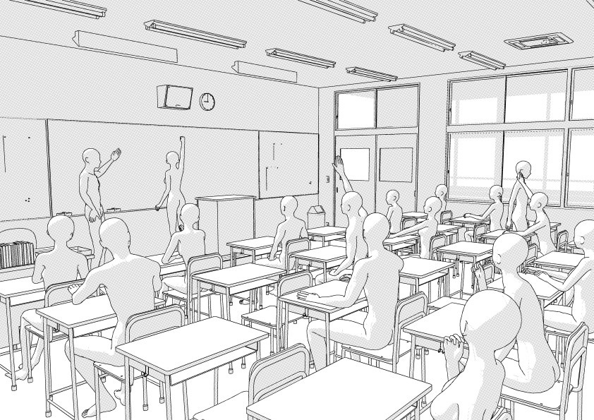 【3D】 学校の教室 クリスタ用3D素材データcs3o