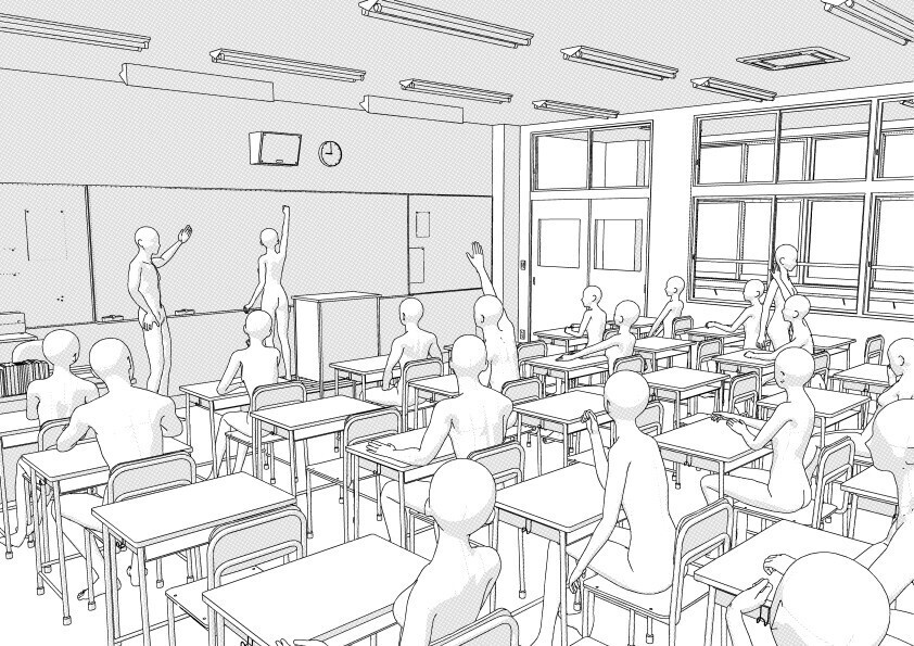 【3D】 学校の教室 クリスタ用3D素材データcs3o