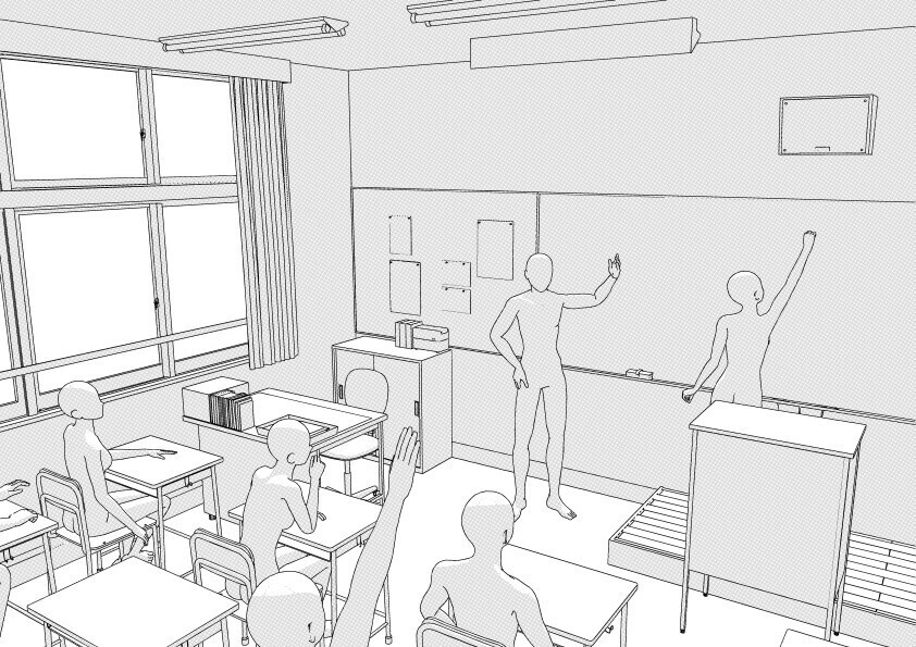 【3D】 学校の教室 クリスタ用3D素材データcs3o