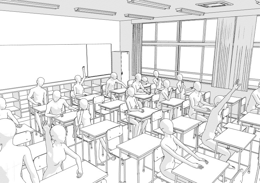 【3D】 学校の教室 クリスタ用3D素材データcs3o