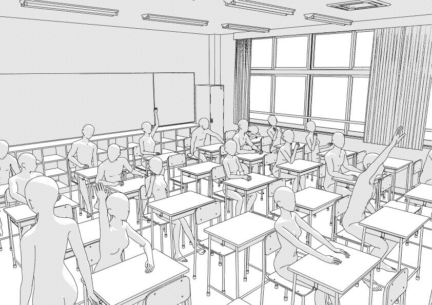【3D】 学校の教室 クリスタ用3D素材データcs3o