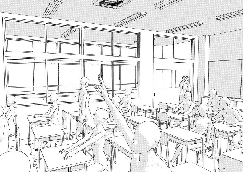 【3D】 学校の教室 クリスタ用3D素材データcs3o