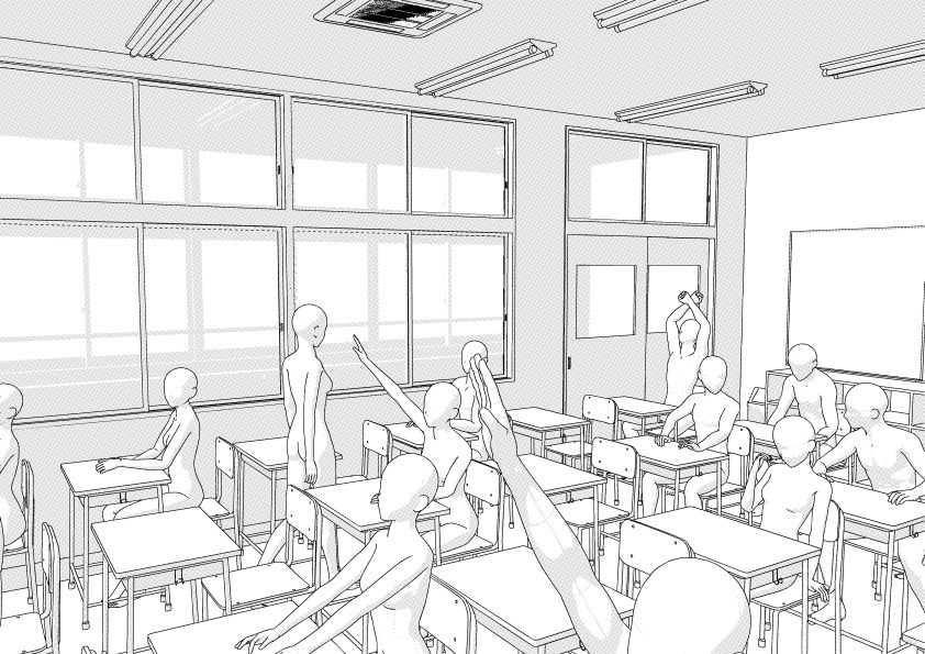 【3D】 学校の教室 クリスタ用3D素材データcs3o
