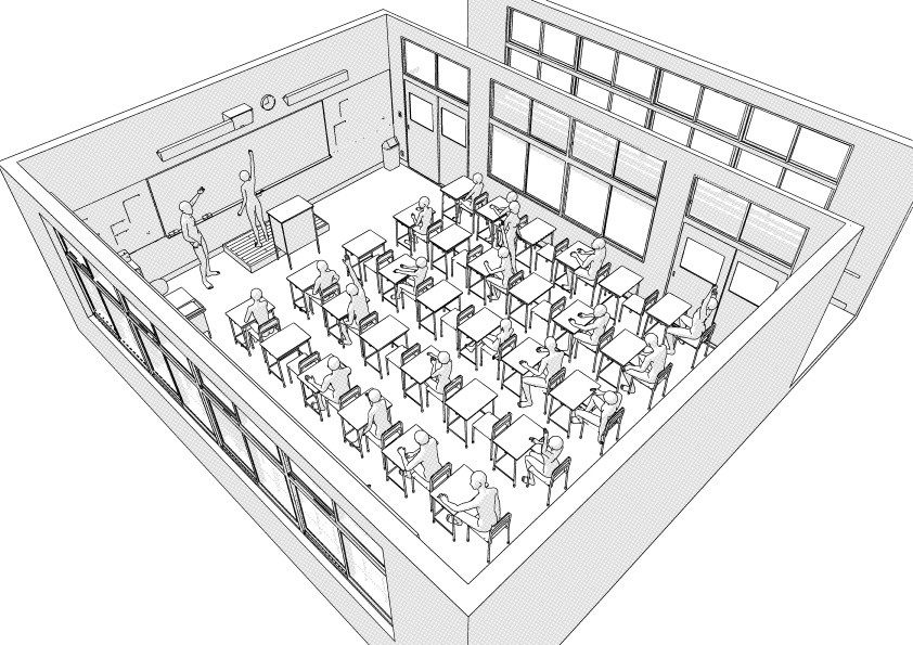 【3D】 学校の教室 クリスタ用3D素材データcs3o