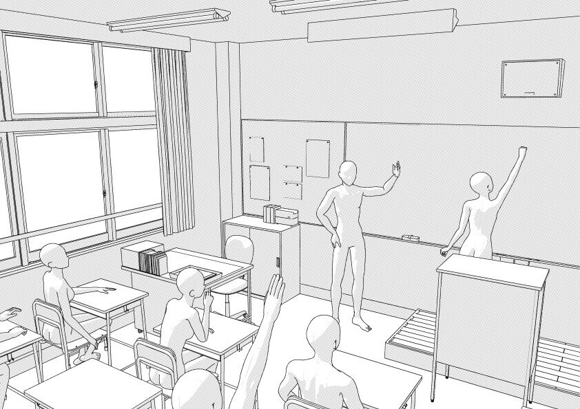【3D】 学校の教室 クリスタ用3D素材データcs3o