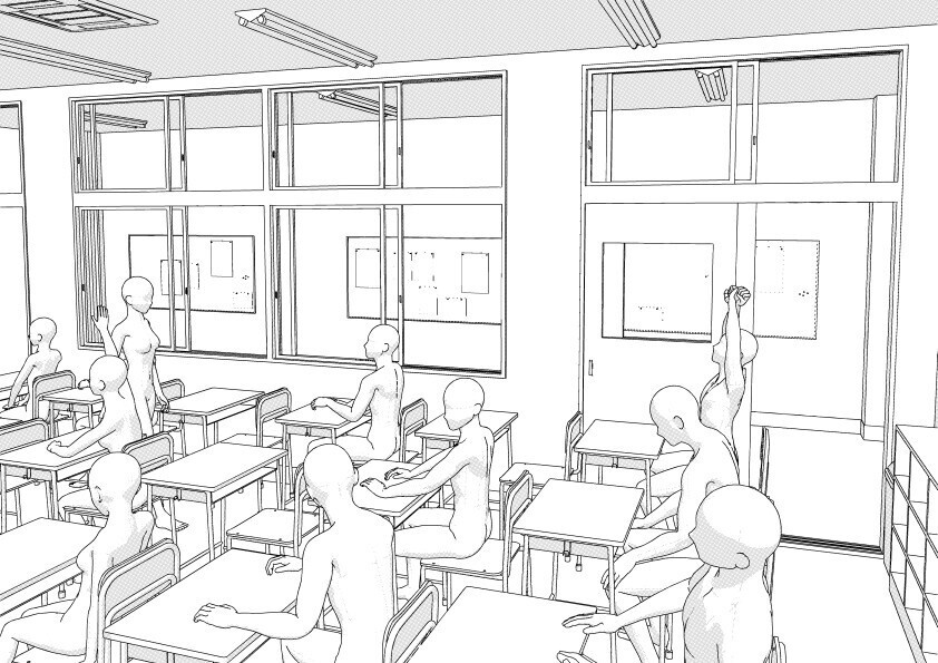 【3D】 学校の教室 クリスタ用3D素材データcs3o