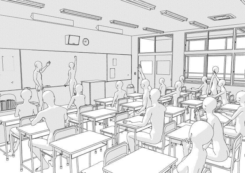 【3D】 学校の教室 クリスタ用3D素材データcs3o