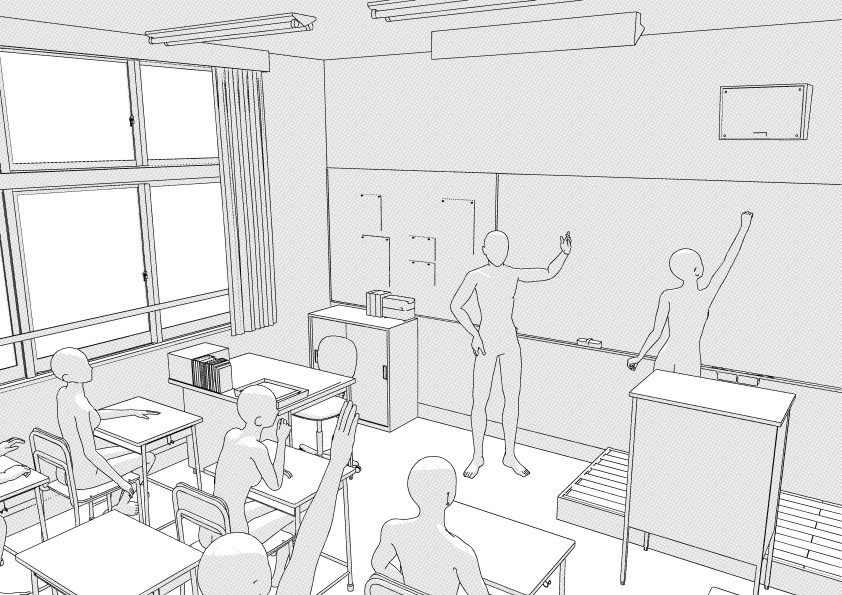 【3D】 学校の教室 クリスタ用3D素材データcs3o