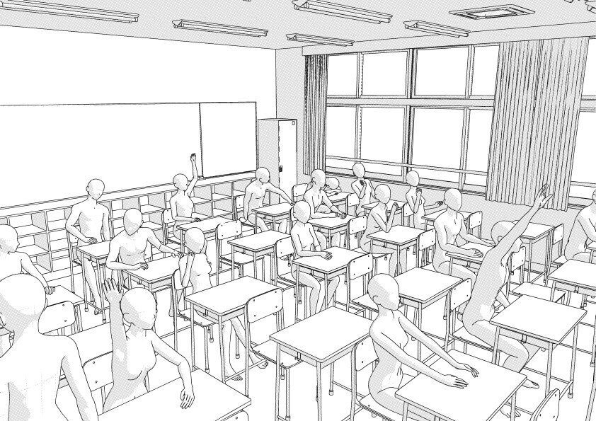 【3D】 学校の教室 クリスタ用3D素材データcs3o