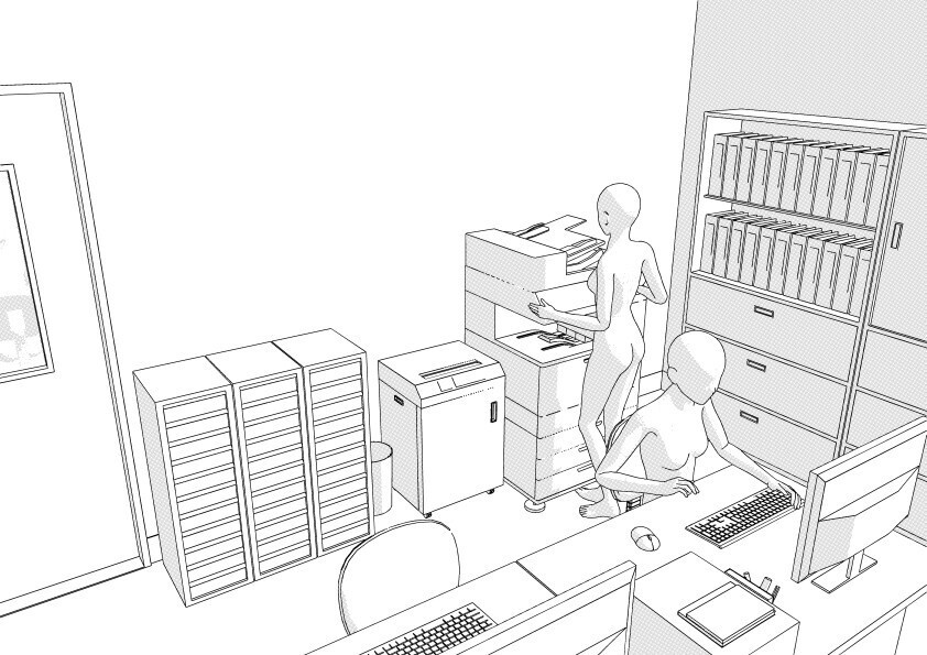 【3D】 病院の正面玄関・受付・事務室 クリスタ用3D素材データcs3o