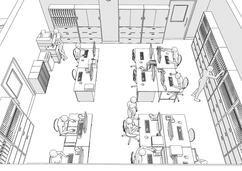 【3D】 病院の正面玄関・受付・事務室 クリスタ用3D素材データcs3o