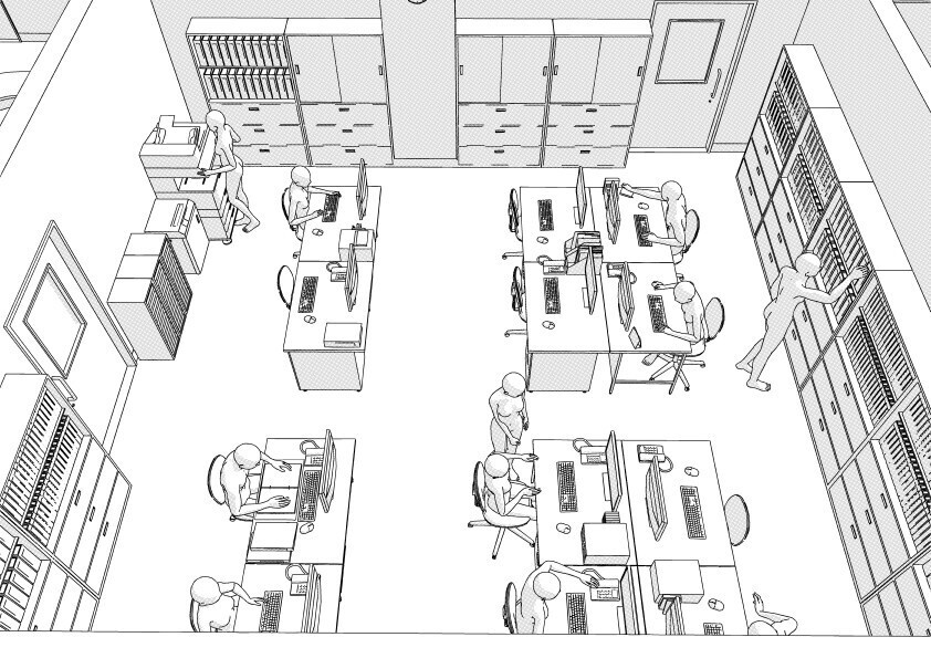 【3D】 病院の正面玄関・受付・事務室 クリスタ用3D素材データcs3o