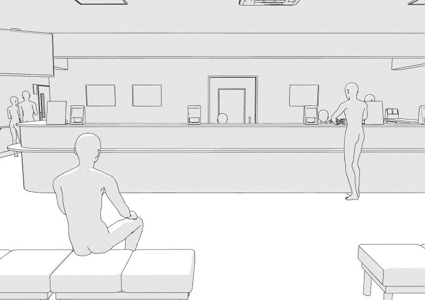 【3D】 病院の正面玄関・受付・事務室 クリスタ用3D素材データcs3o