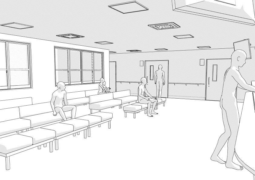 【3D】 病院の正面玄関・受付・事務室 クリスタ用3D素材データcs3o