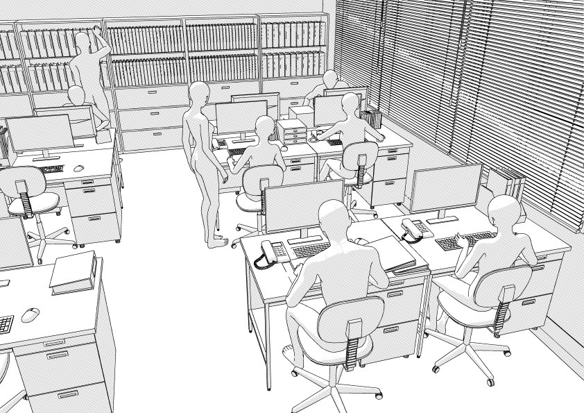 【3D】 病院の正面玄関・受付・事務室 クリスタ用3D素材データcs3o