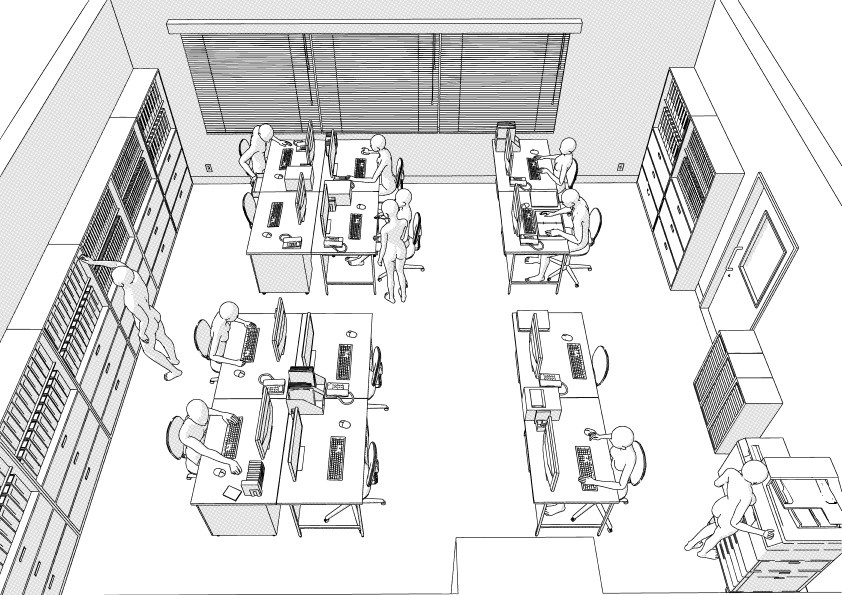 【3D】 病院の医事課(事務室) クリスタ用3D素材データcs3o