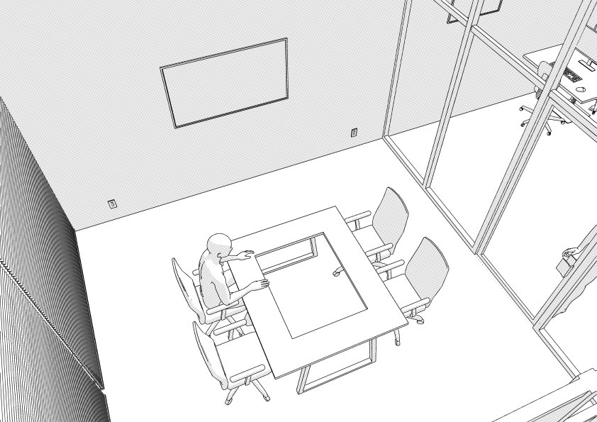 【3D】 オフィス-ガラス張りの中規模オフィス クリスタ用3D素材データcs3o