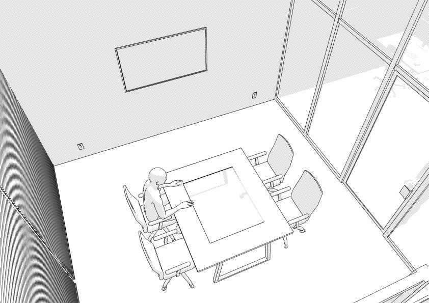 【3D】 オフィス-ガラス張りの小規模オフィス クリスタ用3D素材データcs3o