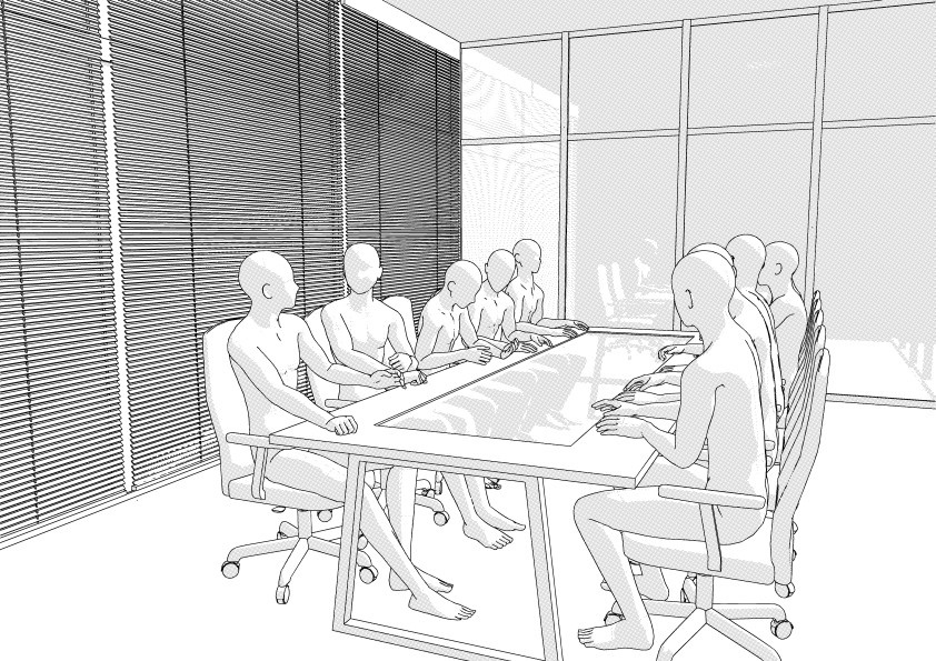 【3D】 オフィス-ガラス張りの小規模オフィス クリスタ用3D素材データcs3o