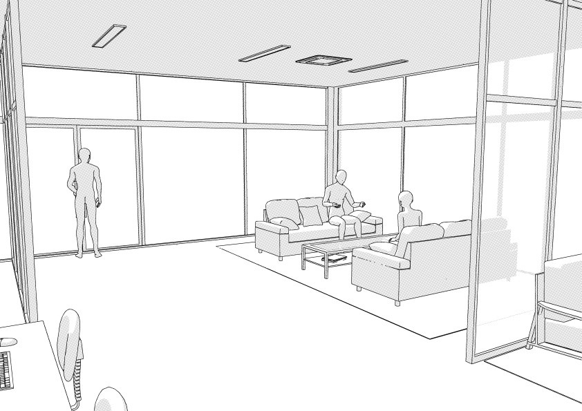 【3D】 オフィス-ガラス張りの小規模オフィス クリスタ用3D素材データcs3o