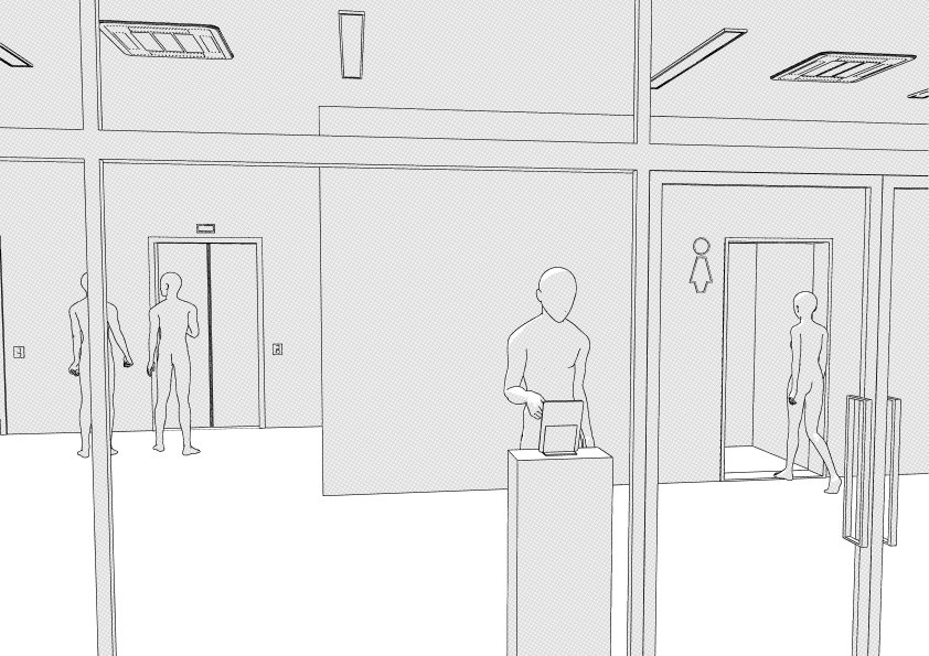 【3D】 オフィス-エレベーターホール クリスタ用3D素材データcs3o