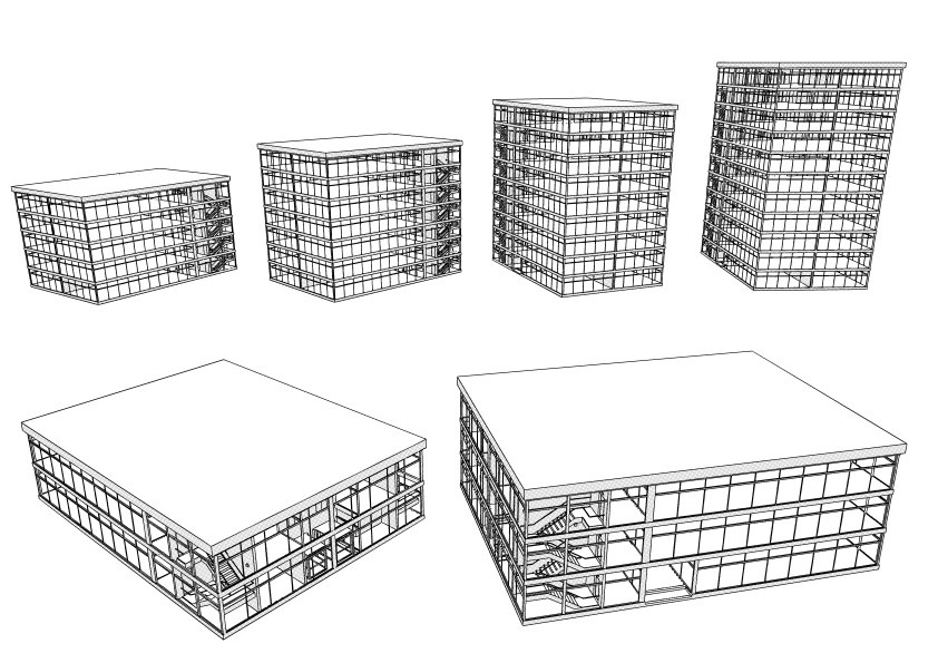 【3D】 オフィス-階数を選べる低層~高層ビル外観 クリスタ用3D素材データcs3o