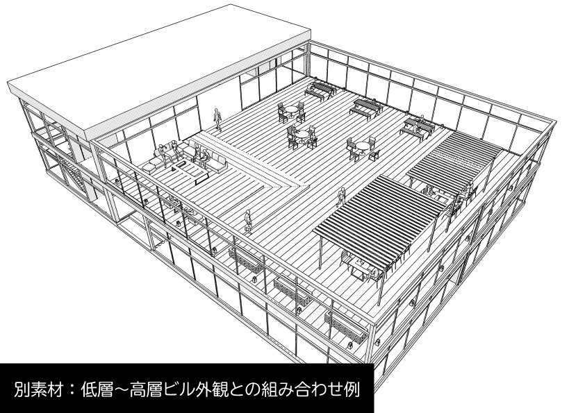 【3D】 オフィス-屋上テラス クリスタ用3D素材データcs3o
