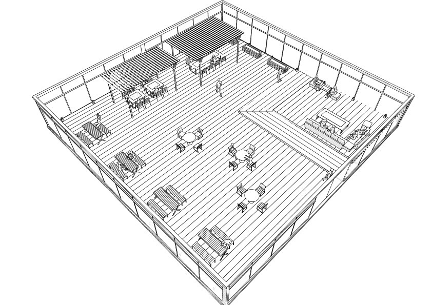 【3D】 オフィス-屋上テラス クリスタ用3D素材データcs3o