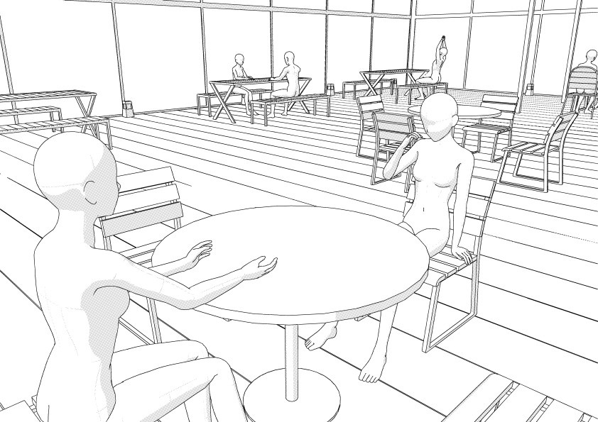 【3D】 オフィス-屋上テラス クリスタ用3D素材データcs3o